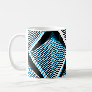 Caneca De Café Bandas Azuis Geométricas: Sobreposição Vintage Bri