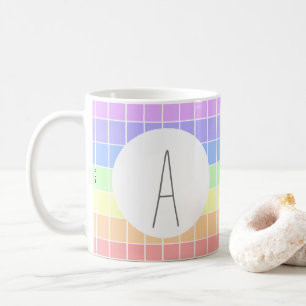 Caneca De Café Bandas Coloridas do Arco-Íris de Pastel Monograma