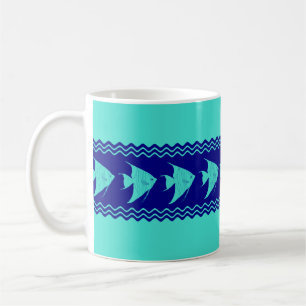 Caneca De Café Bandas-de-água-azul-turquesa