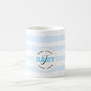 Caneca De Café Bandas de bebê, brancas e azuis