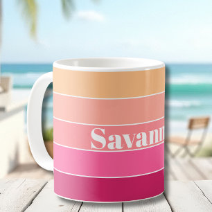 Caneca De Café Bandas de Bloco de Cores Personalizadas de Verão, 