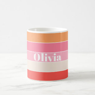 Caneca De Café Bandas de Bloco de Cores Personalizadas de Verão, 