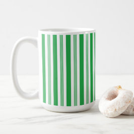 Caneca De Café Bandas de Canas de Natal, Verdes, Brancas