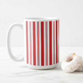 Caneca De Café Bandas de Canas de Natal, Vermelho, Branco
