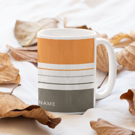 Caneca De Café Bandas de Cinza Autóctones Modernas