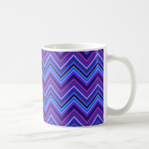 Caneca De Café Bandas de ziguezague azuis e roxas