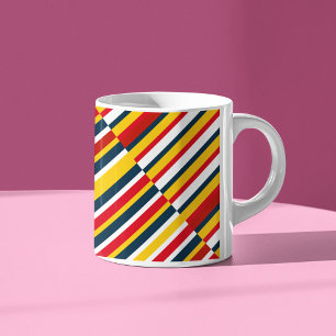 Caneca De Café Bandas Diagonais Multicolores