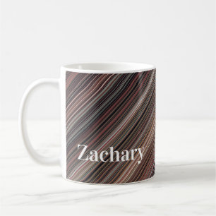 Caneca De Café Bandas Diagonais Pretas, Marrons e Brancas