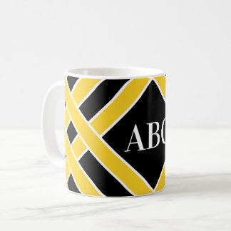 Caneca De Café Bandas Dourados/pretos/as brancas, listras,