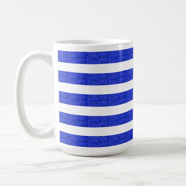 Caneca De Café Bandas Geométricas de Azul-Chic (Esquerda)