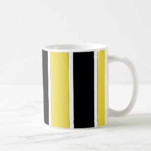 Caneca De Café Bandas pretas, brancas e amarelas
