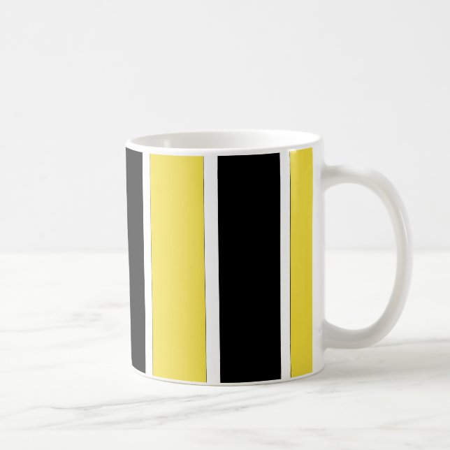 Caneca De Café Bandas pretas, brancas e amarelas (Direita)
