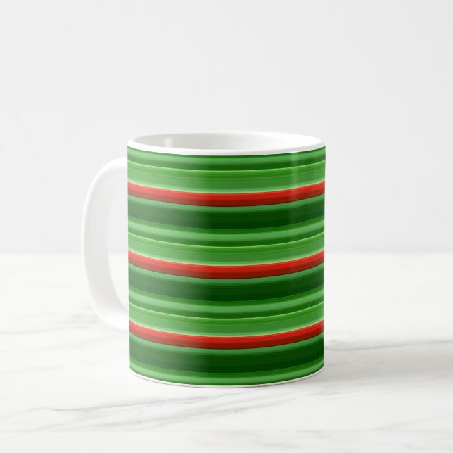 Caneca De Café Bandas Vermelhas e Verdes (Frente Esquerda)