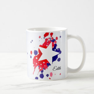 Caneca De Café Bandeira abstrato americana Red Blue Star Stripes