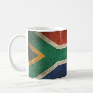 Caneca De Café Bandeira afligida vintage de África do Sul