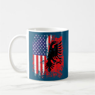 Caneca De Café Bandeira Albanesa Americana Patriótica EUA Albânia