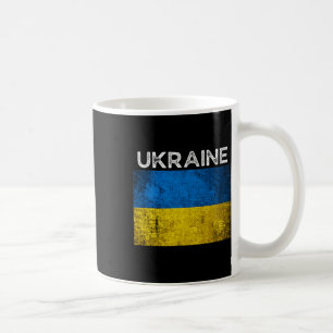 Caneca De Café Bandeira Amarela Azul Ucraniana Com Palavra Ucrâni