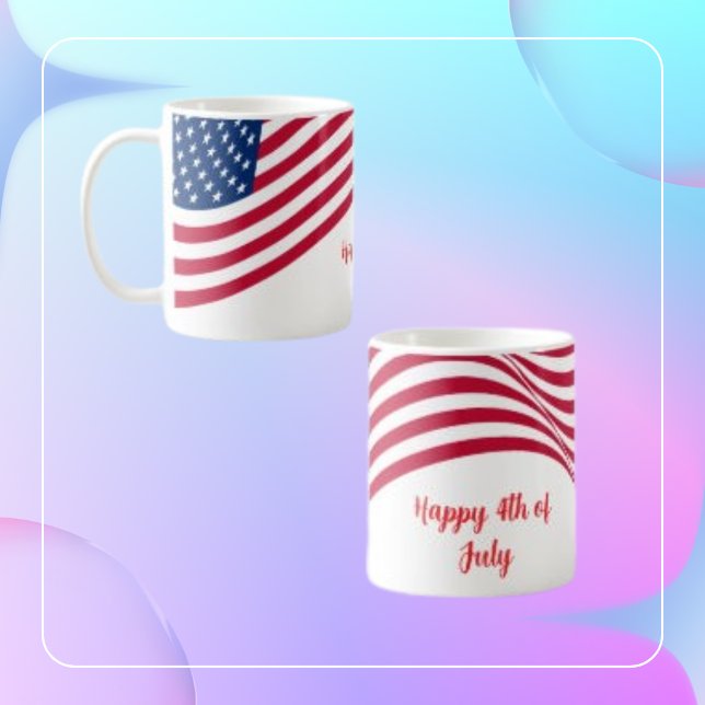 Caneca De Café Bandeira Americana 4 de julho (Criador carregado)