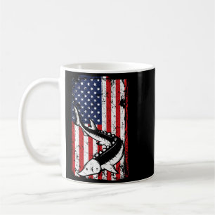 Caneca De Café Bandeira Americana 4 De Julho Pesca De Esturjão Pa
