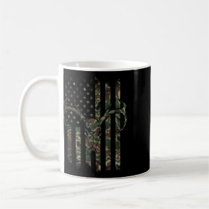Caneca De Café Bandeira Americana Camuflada Crânio de Veado Caça