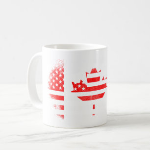 Caneca De Café Bandeira americana canadense   Canadá e design do