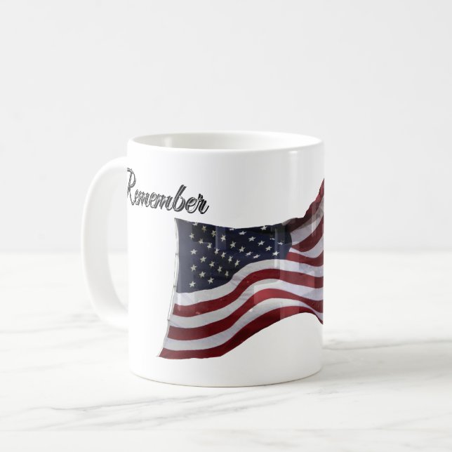Caneca De Café Bandeira Americana com Cruzes - Lembrar (Frente Esquerda)
