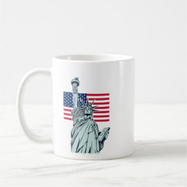 Caneca De Café Bandeira Americana com Lady Liberty