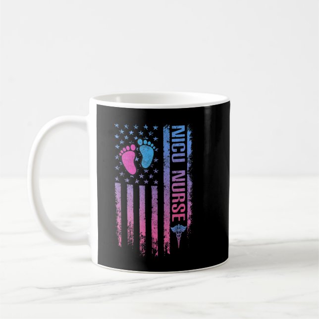 Caneca De Café Bandeira Americana Cuta - Enfermeira NICU Patreóti (Esquerda)