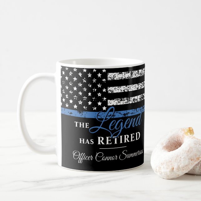 Caneca De Café Bandeira Americana da Linha Azul Thin (Com Donut)
