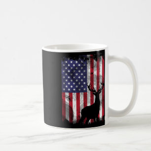 Caneca De Café Bandeira Americana Deer Elk Caçando Fome Patriótic