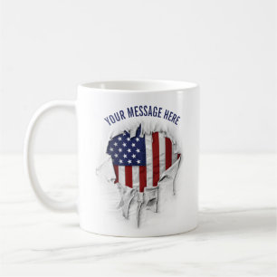 Caneca De Café Bandeira Americana Destruída, Raspada e Tornada