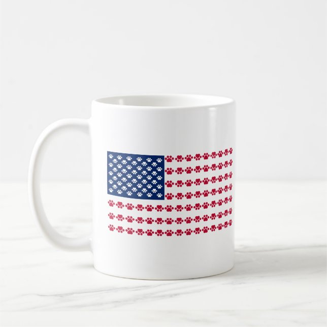 Caneca De Café Bandeira americana do impressão da pata (Esquerda)