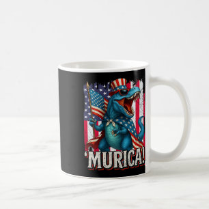 Caneca De Café Bandeira Americana do T Rex Dinossauro 4 de Julho