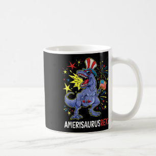 Caneca De Café Bandeira Americana Em 4 De Julho T Rex Dinosaur Am