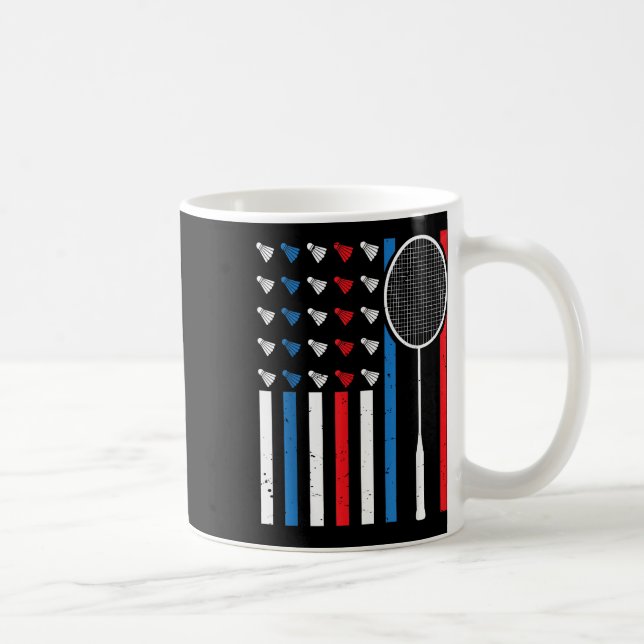Caneca De Café Bandeira Americana Engraçada Com Shuttles Badminto (Direita)