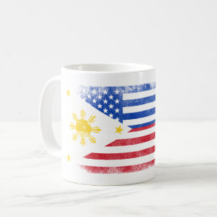 Caneca De Café Bandeira americana filipina Filipinas e EUA