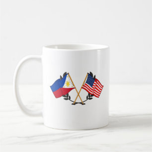 Caneca De Café Bandeira Americana Filipina Heritage Vintage
