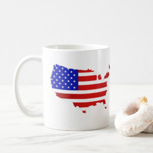 Caneca De Café Bandeira Americana Mapa dos Estados Unidos da Amér