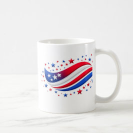 Caneca De Café Bandeira Americana Ondulada Patriótica com Estrela