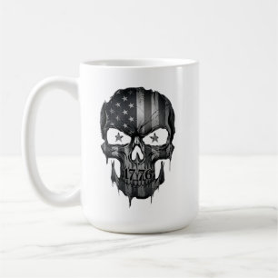 Caneca De Café Bandeira Americana Patriota Caveira EUA 1776 250º 