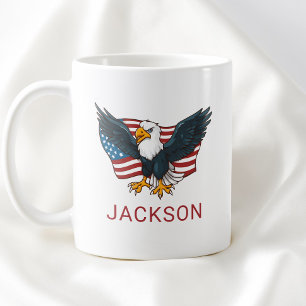 Caneca De Café Bandeira americana patriótica águia crianças 4 de 