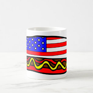 Caneca De Café Bandeira Americana Patriótica Cão Quente