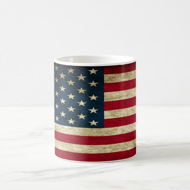 Caneca De Café Bandeira americana patriótica do vintage (Centro)