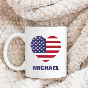 Caneca De Café Bandeira Americana Personalizada ou Sua Imagem e N