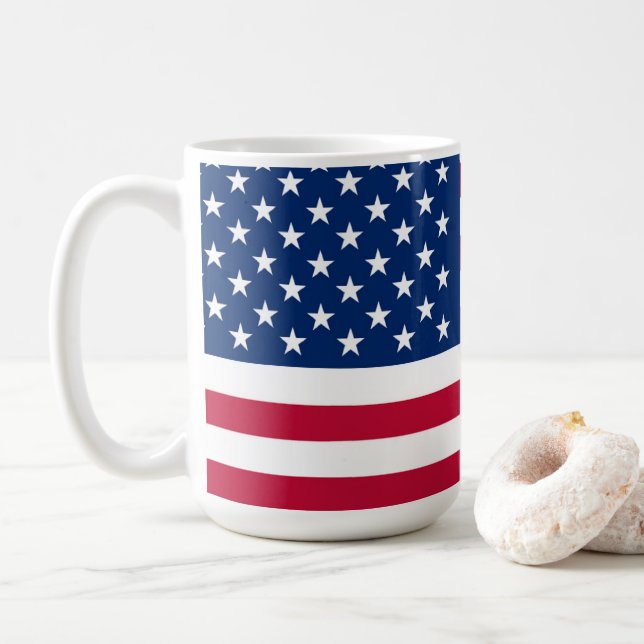 Caneca De Café Bandeira americana Red White e Blue Patriotic (Com Donut)