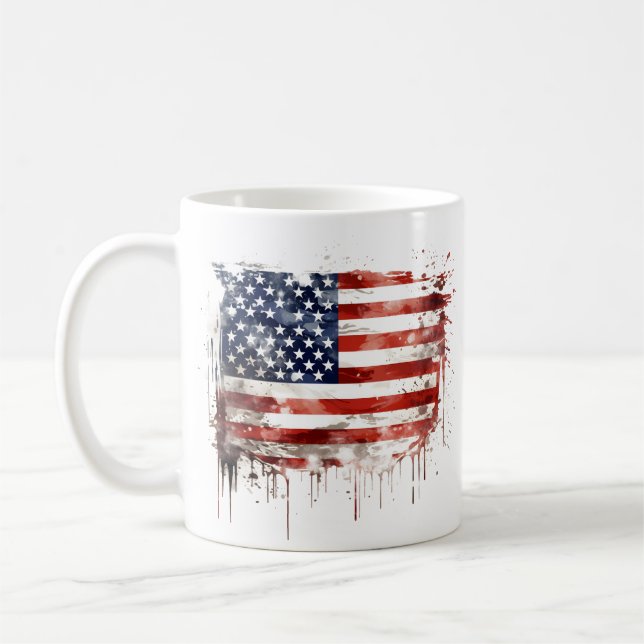 Caneca De Café Bandeira americana russa e meteorológica (Esquerda)