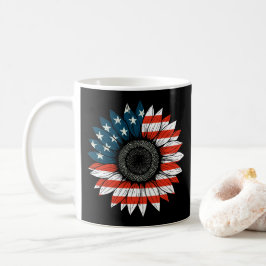 Caneca De Café Bandeira Americana Sunflower