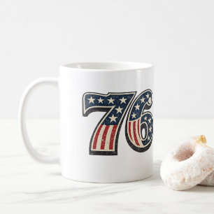 Caneca De Café Bandeira Americana Vintage 1776 Número 76 Patrióti