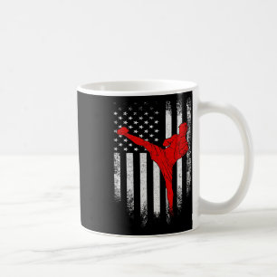 Caneca De Café Bandeira Americana Vintage Usa Lutador de Mma Kick