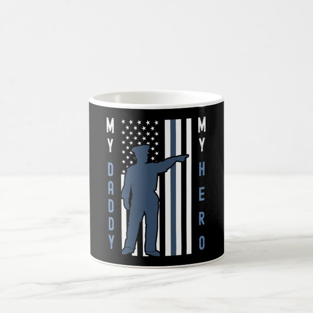 Caneca De Café Bandeira Azul Limpa Minha Pai Minha Polícia Herói (Centro)